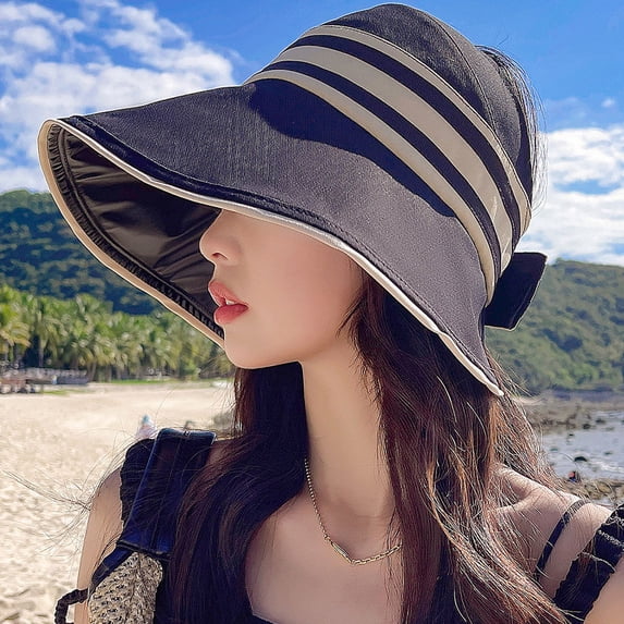 SikaFu Japanese Vinyl Empty Hats Can Fold In Summer Shading Hat Ms. Korean Version Of The Beach Hat Casual Sun Hat