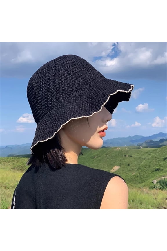Japanese Wave Edge Fisherman Hat For Women In Spring And Summer, Breathable And Face Showing, Small Sunshade And Sun Protection, Simple And Versatile Bucket Hat