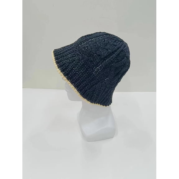 SikaFu KLPM Fresh Knitted Fisherman Hat For Women's Spring/Summer Outdoor Knitted Casual Versatile Face Showing Small Pot Hat