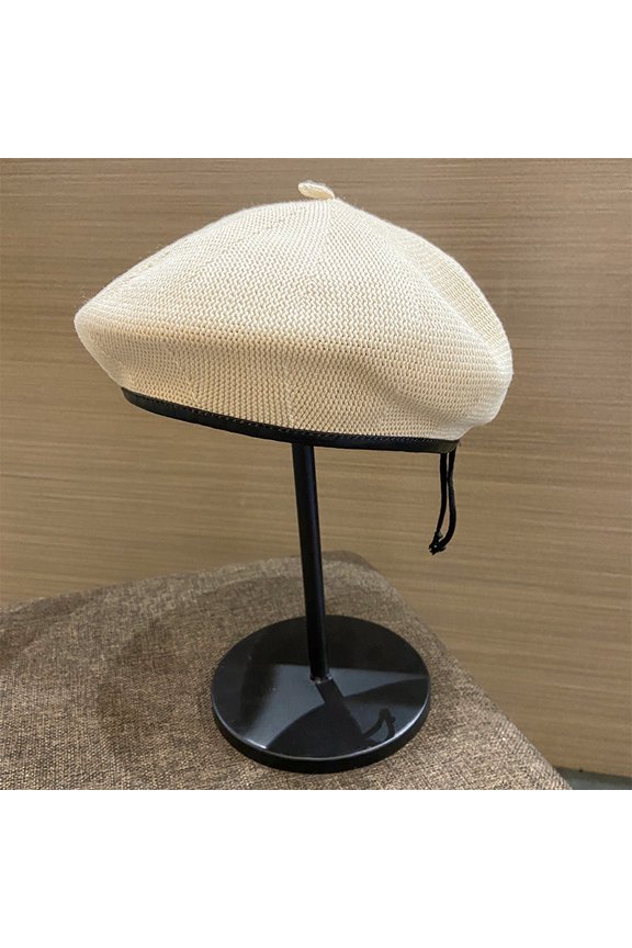 Khaki Woven Breda Hat Girl In Autumn And Summer Thin Air -Breathable Pimple Edge British Retro Pumps Belle Painter Hat