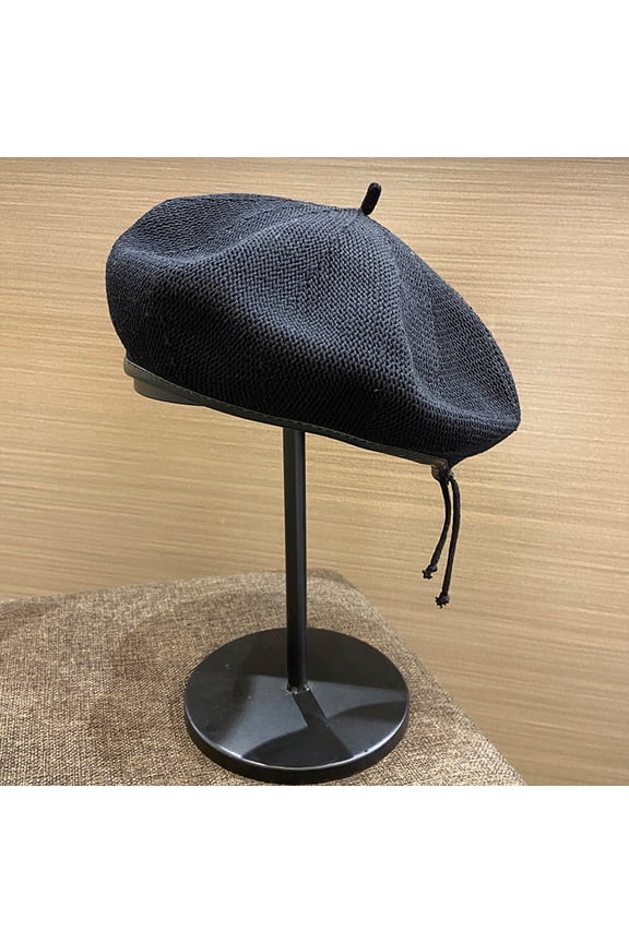 Khaki Woven Breda Hat Girl In Autumn And Summer Thin Air -Breathable Pimple Edge British Retro Pumps Belle Painter Hat