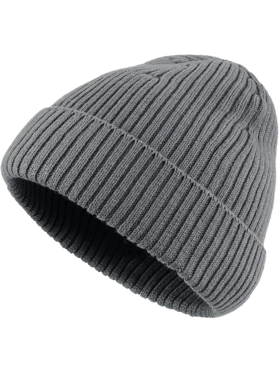 Knit Beanie Hat Fisherman Ski Caps Fall Winter Warm Knitted Ribbed Cuffed Skull Cap Slouchy Toboggan Cap for Men Women