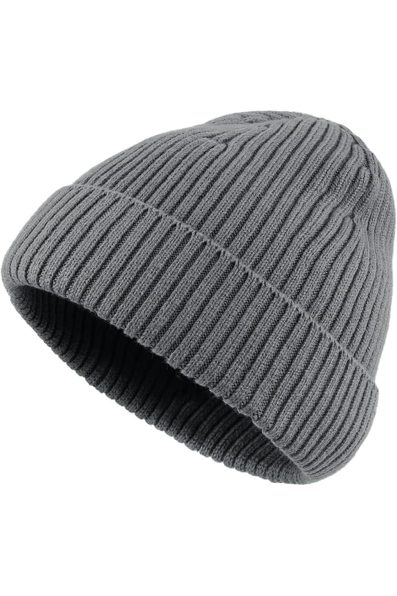 Knit Beanie Hat Fisherman Ski Caps Fall Winter Warm Knitted Ribbed Cuffed Skull Cap Slouchy Toboggan Cap for Men Women