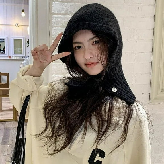 SikaFu Knitted Beanies Cap For Men&Women Winter Warm Balaclava Bib Unisex Hooded Hat Neck Collar Scarf Cap Ski Cold Skullies Hat Bonnet