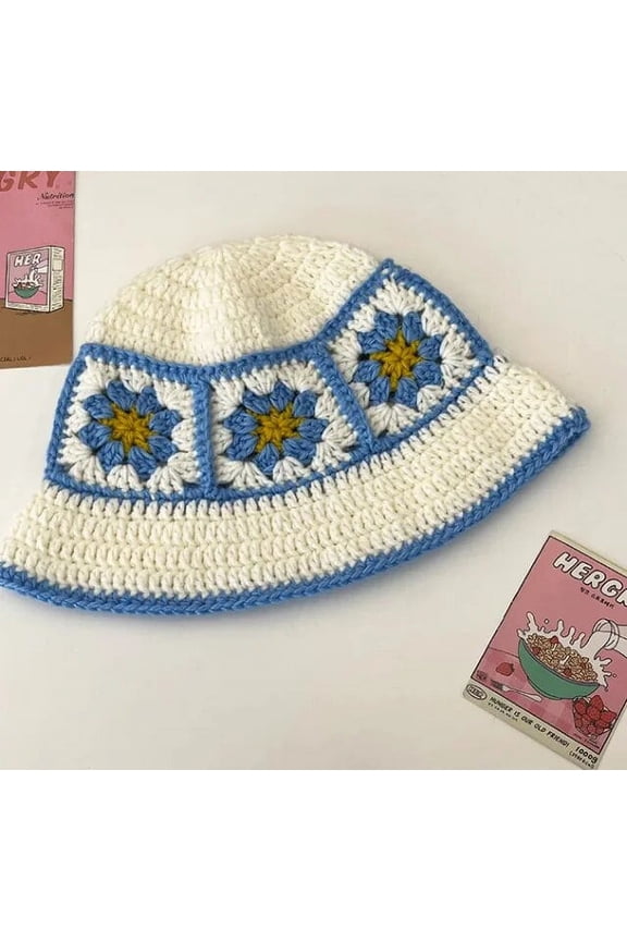 Knitted Floral Bucket Hats For Women Spring Summer Sun Hat Female Crochet Fishermen Cap Outdoor Travel Basin Caps Panama Gorros