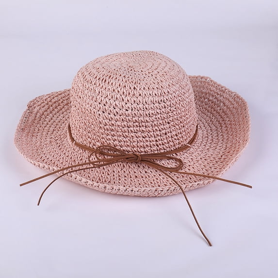 SikaFu Korean Version Foldable Handmade Large Brimmed Straw Hat For Women, Versatile In Summer, Fresh And Refreshing, Beach, Sun Protection And Sunshade Hat For Summer