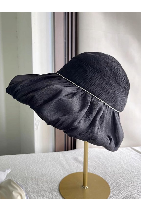 Korean Version Of Little Fragrant Wind Half Sky Top Fisherman Hat For Women Summer Sunscreen And Sunshade Can Be Tied With A Ponytail, Simple And Versatile Empty Top Hat Tide