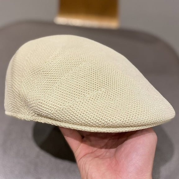 SikaFu Korean Version Of Thin Knitting And Breathable Forward Hat Girl Spring And Summer Solid Color Wild Berets Shaded Bendy Peak Hat