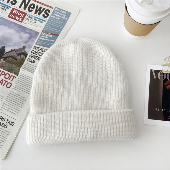 SikaFu Korean Version Rabbit Hair Knitted Thick And Warm Knitted Hat, Cute And Versatile In Autumn And Winter, Ear Protection For Couples, Pile Up Hat, Solid Color Hat