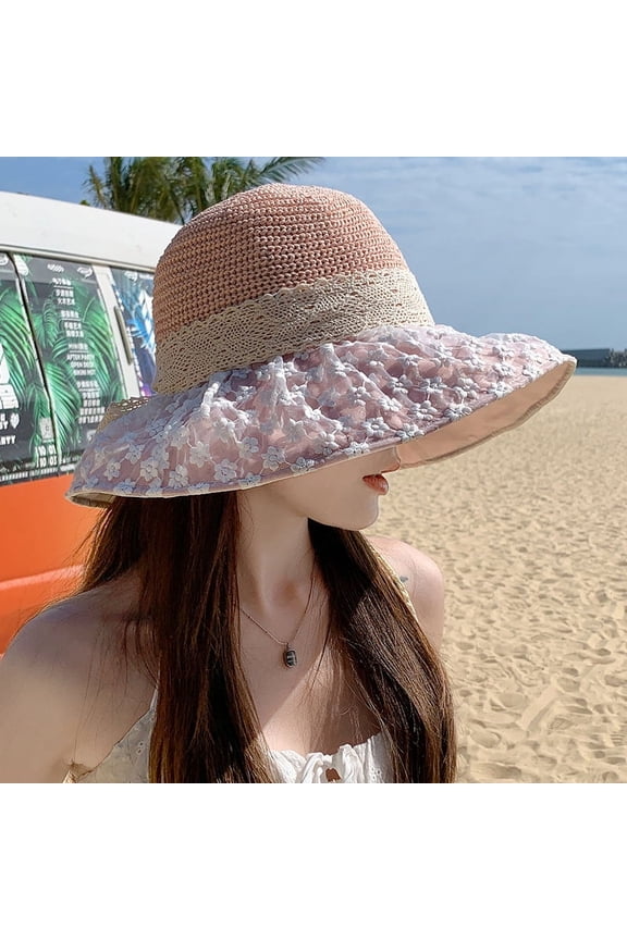 Lace Bow Straw Hat Female Summer Air -Breathable Big Hat Sunshine Sunscreen Version Of The Beach Hat