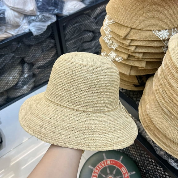 SikaFu Lafite Grass Hat Women's Foldable Beach Beach Beach Holiday Sunshade Hat Sunscreen Hat Extra Fine Handwoven Gift Hat