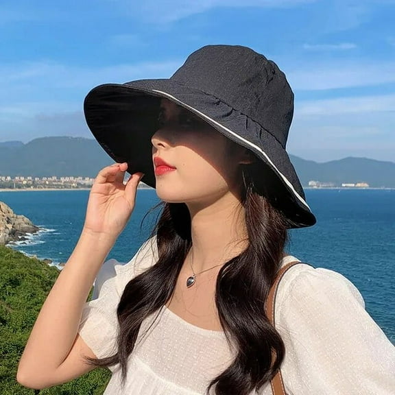 SikaFu Large Brim Women Sun Hat Luxury Bucket Cap Lig Breathable Summer Top Hat for Women UV Protection Outdoor Fisherman Beach Cap