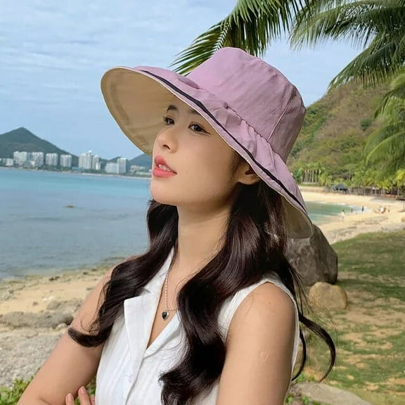 SikaFu Large Brim Women Sun Hat Luxury Bucket Cap Lig Breathable Summer Top Hat for Women UV Protection Outdoor Fisherman Beach Cap
