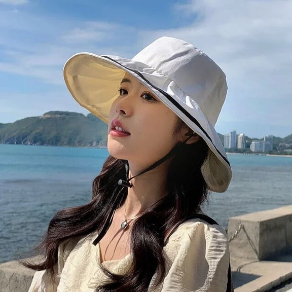 SikaFu Large Brim Women Sun Hat Luxury Bucket Cap Lig Breathable Summer Top Hat for Women UV Protection Outdoor Fisherman Beach Cap