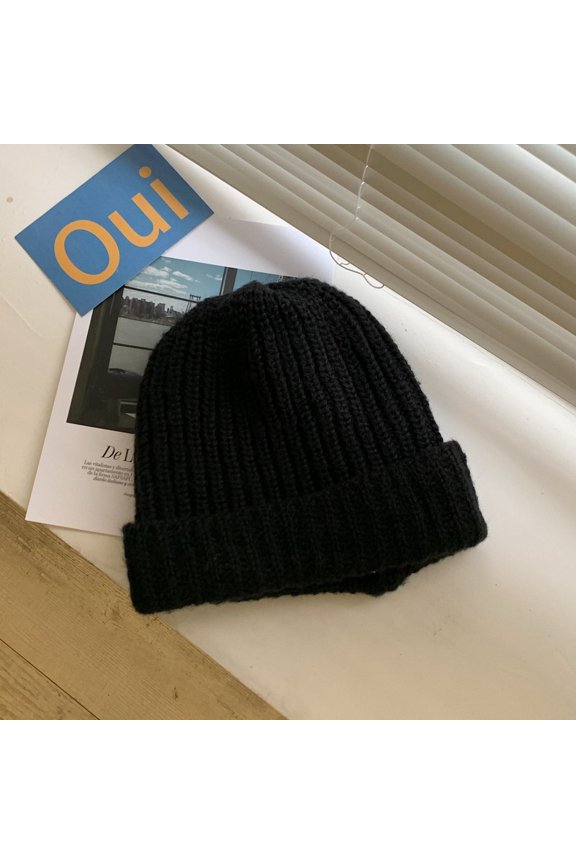 Large Head Circumference Is Suitable For Thick Knitted Face Face, Small Lazy Wool Hat, Female Japanese Autumn And Winter Ear -Keeping Heating Pile Tide