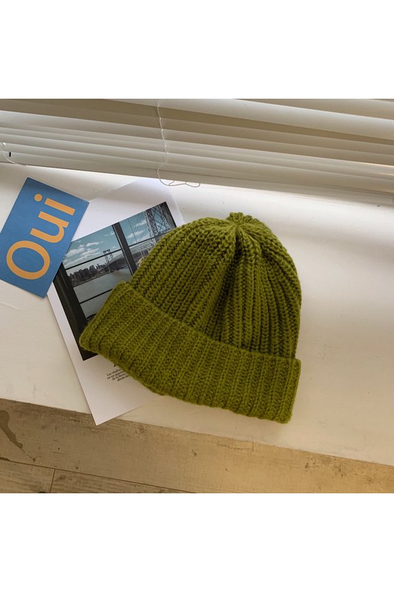 Large Head Circumference Is Suitable For Thick Knitted Face Face, Small Lazy Wool Hat, Female Japanese Autumn And Winter Ear -Keeping Heating Pile Tide