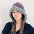 thumbnail image 1 of SikaFu Live Explosive Autumn And Winter Rainbow Color Striped Headset Hat Girl Showed Faces, Small Lace, 1 of 9