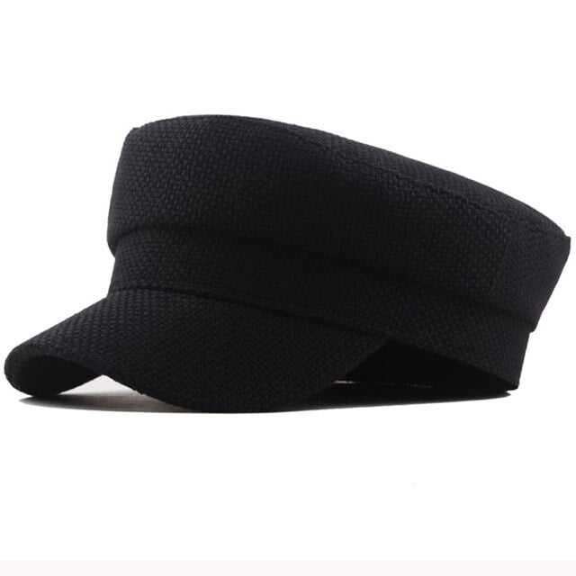 Men's Wool Blend Flat Top Baseball Cap - Thick Twill Winter Military Style Hat (Adjustable) - View #3