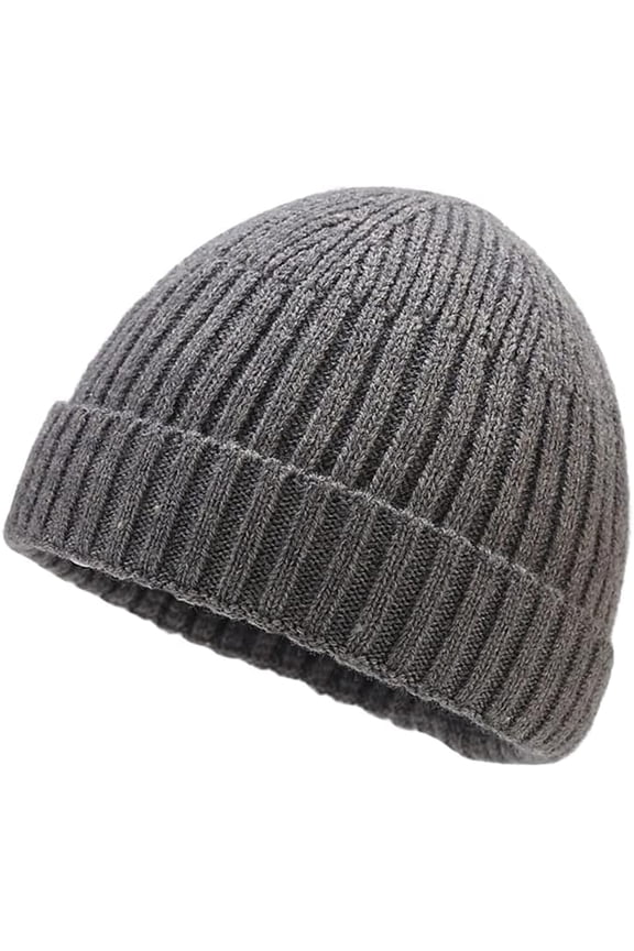 Men Women Knitted Beanie Hat Watch Cap Warm Fisherman Roll Up Edge Skullcap
