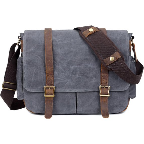 SikaFu Men's Small Camera Bag Waterproof Waxed Canvas Messenger Bag Compact Shoulder Bags for DSLR/SLR/Mirrorless (Green)