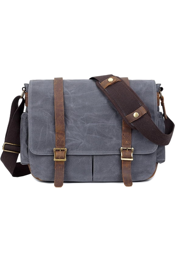 Men's Small Camera Bag Waterproof Waxed Canvas Messenger Bag Compact Shoulder Bags for DSLR/SLR/Mirrorless (Green)