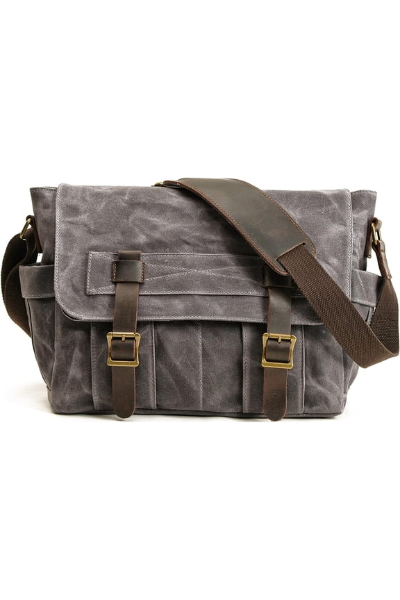 Men's Vintage Waxed Canvas Messenger Bags Briefcase Crossbody Shoulder Work Bag for Work Office Business