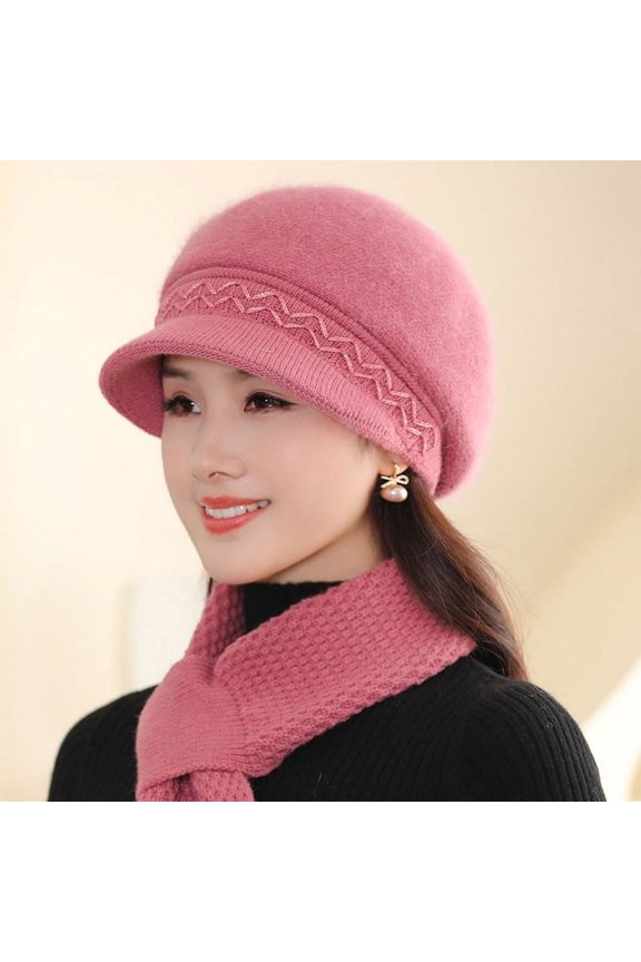 Middle -Aged And Elderly Hat Female Autumn And Winter Rabbit Hairy Knitted Hat Winter Elderly Mother Hat Old Lady Hat Muck Tongue Hat
