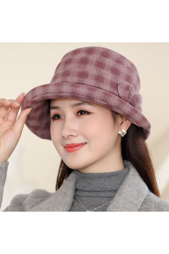 Middle -Aged And Elderly Hats Female Autumn And Winter Mom Cloth New Old Lady Thickened Fisherman Hat Baotou Warm Basin