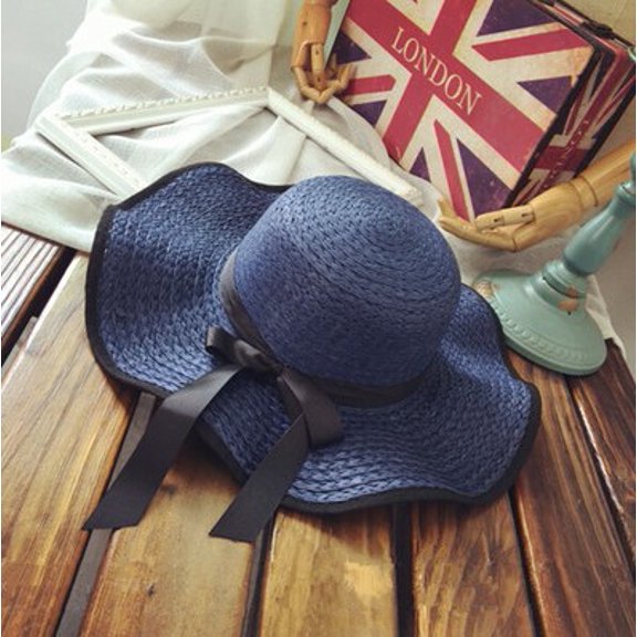 SikaFu Ms. Ruili Hat Outdoors Beach Hat Sunscreen Hats, Butterfly Knot Straw Hat