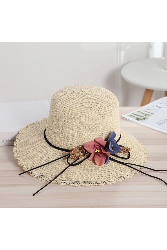 Ms. Weaving Straw Hat Mori Flower Flower Sun Hat Spring And Summer Playing Sunscreen Hats Fashion Elegant Shadow Hat