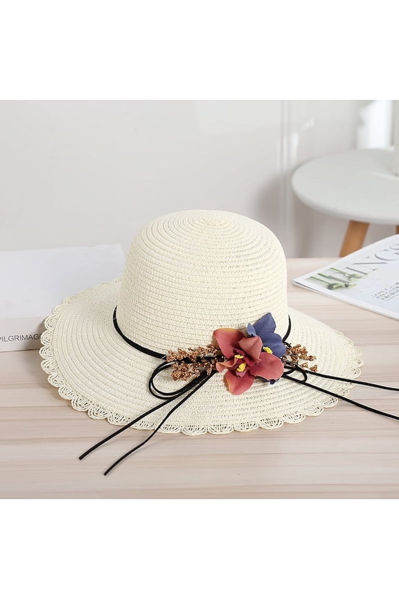 Ms. Weaving Straw Hat Mori Flower Flower Sun Hat Spring And Summer Playing Sunscreen Hats Fashion Elegant Shadow Hat