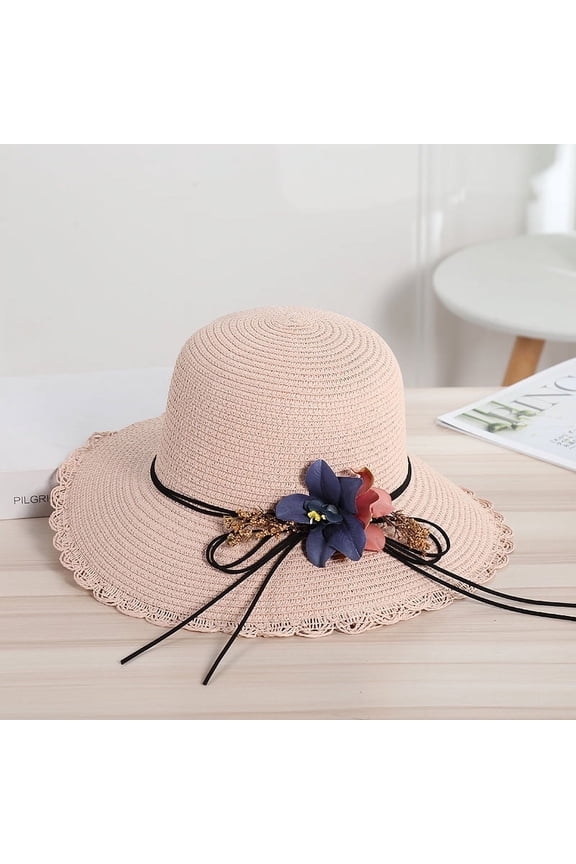Ms. Weaving Straw Hat Mori Flower Flower Sun Hat Spring And Summer Playing Sunscreen Hats Fashion Elegant Shadow Hat