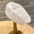 thumbnail image 1 of SikaFu Multi Colored Summer Crochet Beret for Women Slouchy Breathable Lace Beret Hat Cutout Floral Beanie Cap Head Covering Cotton Hat, 1 of 6