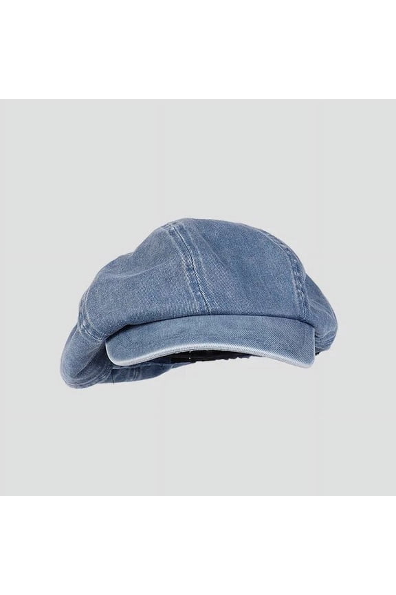 NEW Autumn Hats for Women Washed Denim Fabric Octagonal Hat Fashionable and Versatile Artistic Painter Hat Newsboy Cap