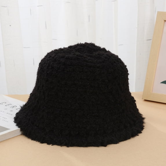 SikaFu New Autumn And Winter Fashion Wool Barrel Hats Female Outdoor Ear Care Ears Black Roll Warm Knitted Woven Cap Spot Replacement