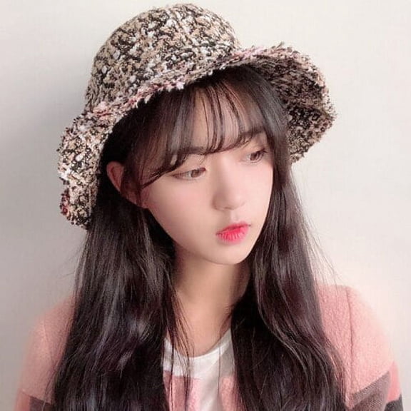 SikaFu New Autumn Winter Hats for Women Flat Top Ladies Hat Bucket Vintage Retro Knitted Fisherman Cap Female Panama Bucket Hats