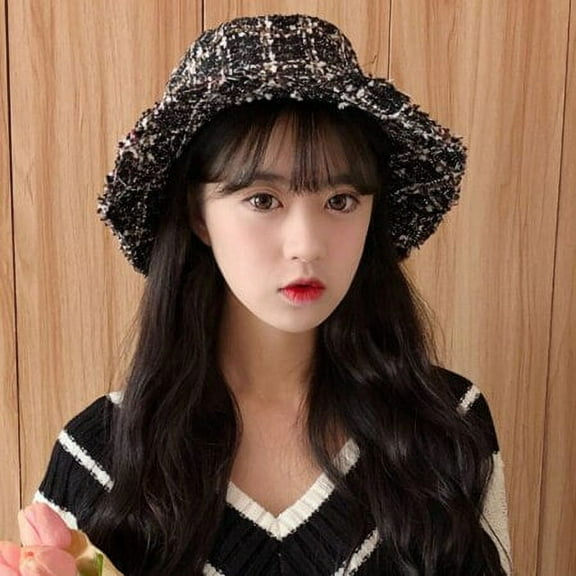 SikaFu New Autumn Winter Hats for Women Flat Top Ladies Hat Bucket Vintage Retro Knitted Fisherman Cap Female Panama Bucket Hats