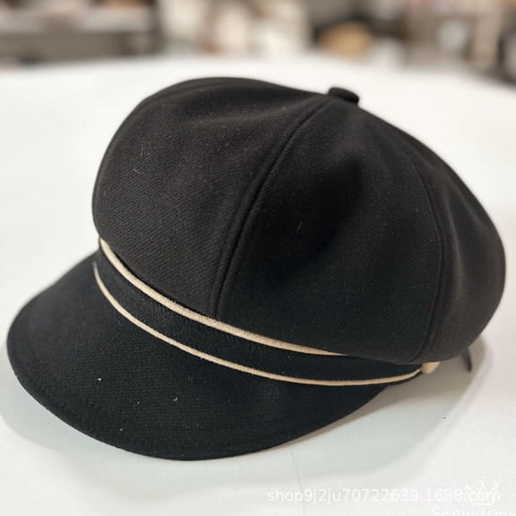 SikaFu New Beret Children's Autumn And Winter Retro Socialite Soft Brimmed Duck Tongue Newspaper Children's Hat Big Head Circumference British Artistic Octagonal Painting