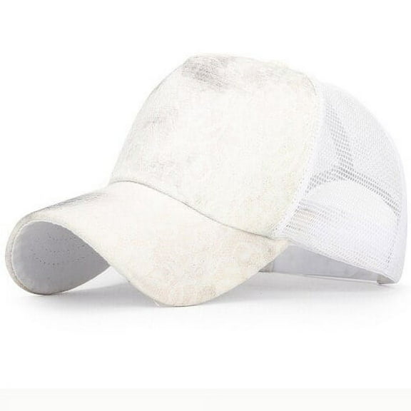 SikaFu New Fashion Men Women Cap Breathable Lace Shinny Baseball Cap Summer Sun Caps for Men Women Adjustable Trucker Mesh Cap