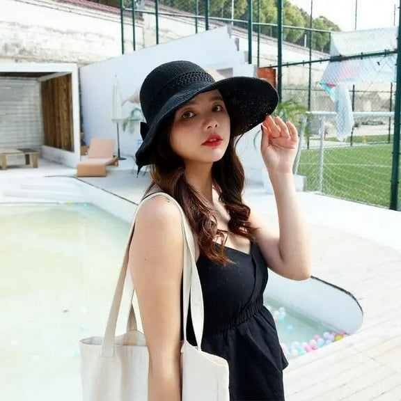 SikaFu New Fashion Wide Brim Sun Visor Hats Crochet Picnic Beach UV Protection Scallop Cap for Outdoor Summer Women Hat Caps