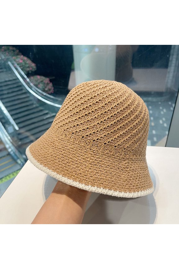 New Fisherman Hat Women's Summer Hollowed Versatile Small Fragrance Style Showcase Face, Plain Face, Colorful Edge, Bucket Hat Trend
