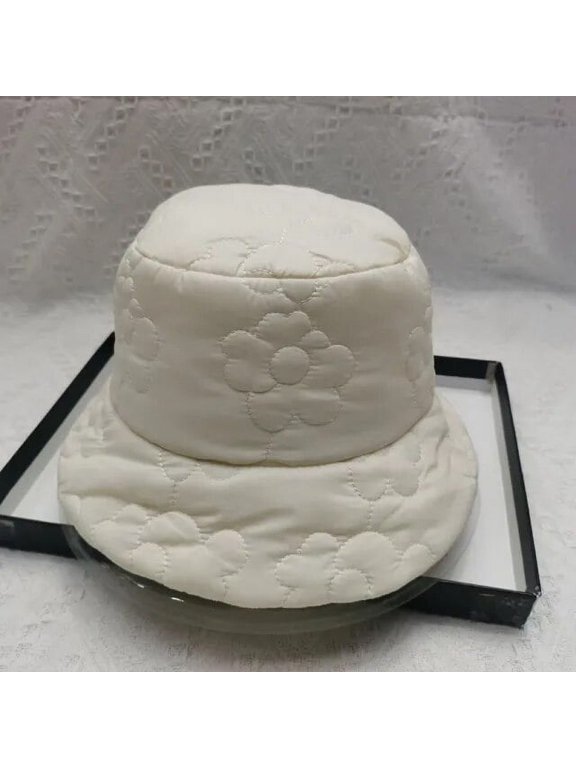 New Flower Quilted Down Bucket Hat Women's Solid Color Autumn and Winter Cotton Warm Beanies Fashion Snow Basin Hat Wholesale