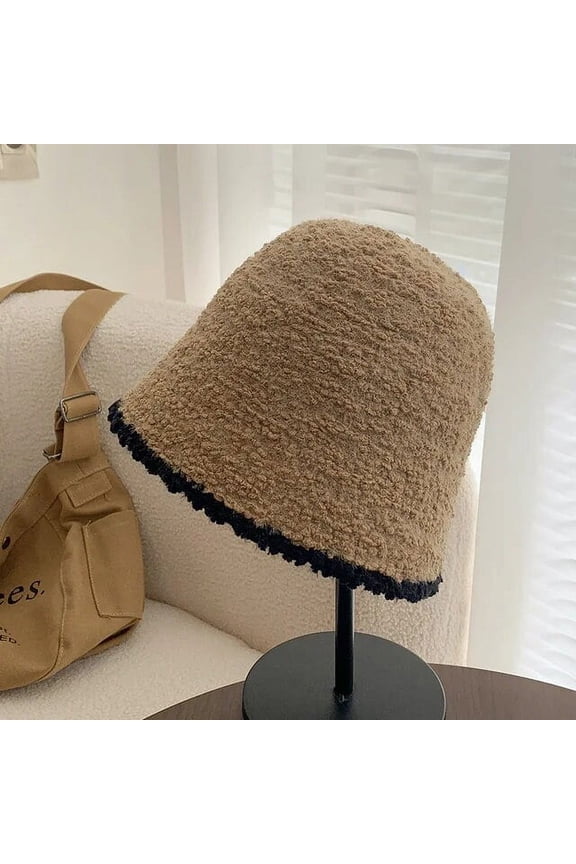 New Knitting Bucket Hats for Women Winter Cap Lamb Wool Fleece Fisherman Hats Sunscreen Panama Caps for Ladies Bonnet Gorras