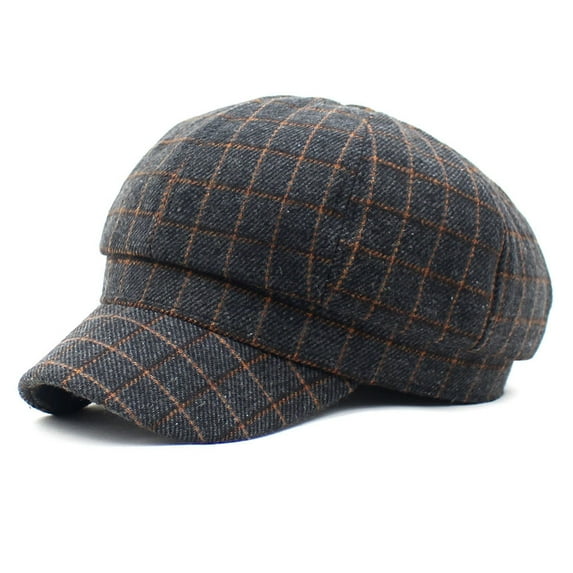 SikaFu New Ladies Peaked Hat Retro Checkered Octopus Cotton Cotton Cornice Baseball Caps Warm Beret