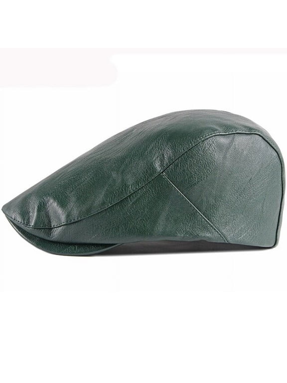 New Men Women Beret Solid PU Leather Beret Hat Vintage Adjustable Beret Cap Retro Artist Painter Hat Ivy Newsboy Flat Cap