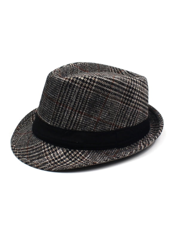 New Models Of Polyester Cotton Striped Grid Hats, Fashion Curled Small Eaves Shade Hat Jazz Hat Men's Casual Hat