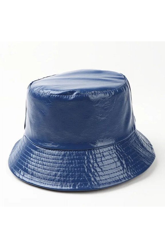 New PU Bucket Hat Men and Women Casual Solid Color Double-sided Basin Hats Outdoor Sun Protection Versatile Panama Bob Cap