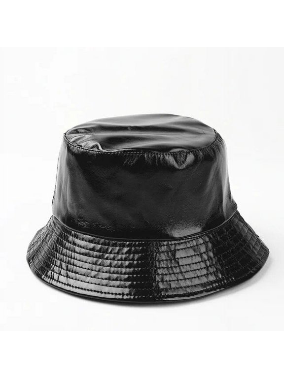 New PU Bucket Hat Men and Women Casual Solid Color Double-sided Basin Hats Outdoor Sun Protection Versatile Panama Bob Cap
