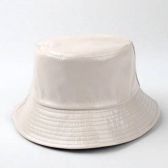 SikaFu New PU Bucket Hat Men and Women Casual Solid Color Double-sided Basin Hats Outdoor Sun Protection Versatile Panama Bob Cap