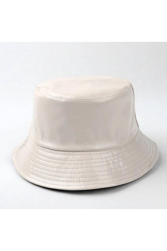 New PU Bucket Hat Men and Women Casual Solid Color Double-sided Basin Hats Outdoor Sun Protection Versatile Panama Bob Cap